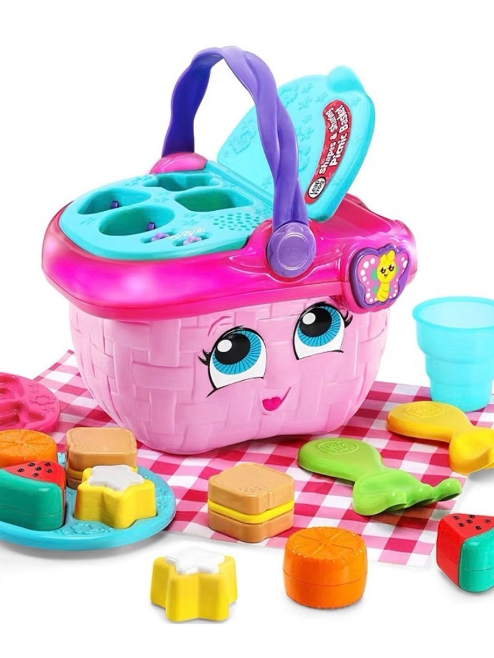 Leap frog. Pink Play Picnic Basket Toy Set for Kids - Cute Face Design